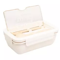 Marmita Hermética com Talheres Polipropileno e Bambu Off White 1L - Lyor