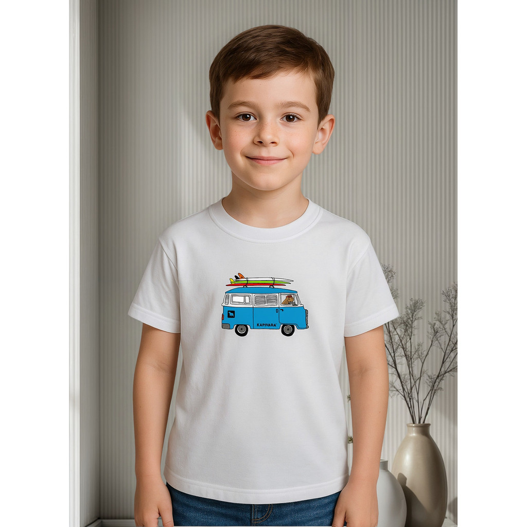 Camiseta Infantil Estampa Capivara Kombi Confortável 2 ao 16