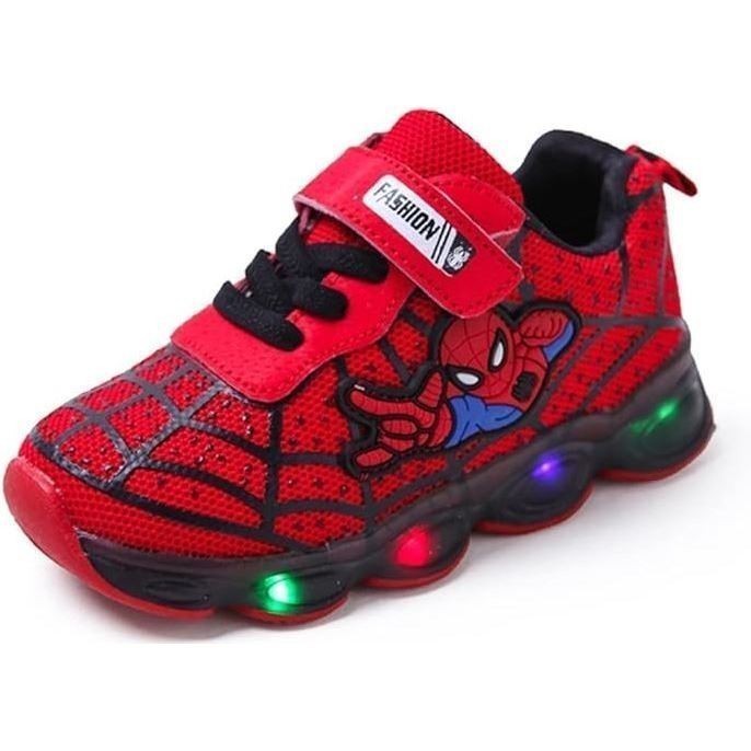 tênis infantil homem aranha com LED multicolorido 50%OFF em Oferta na Shopee