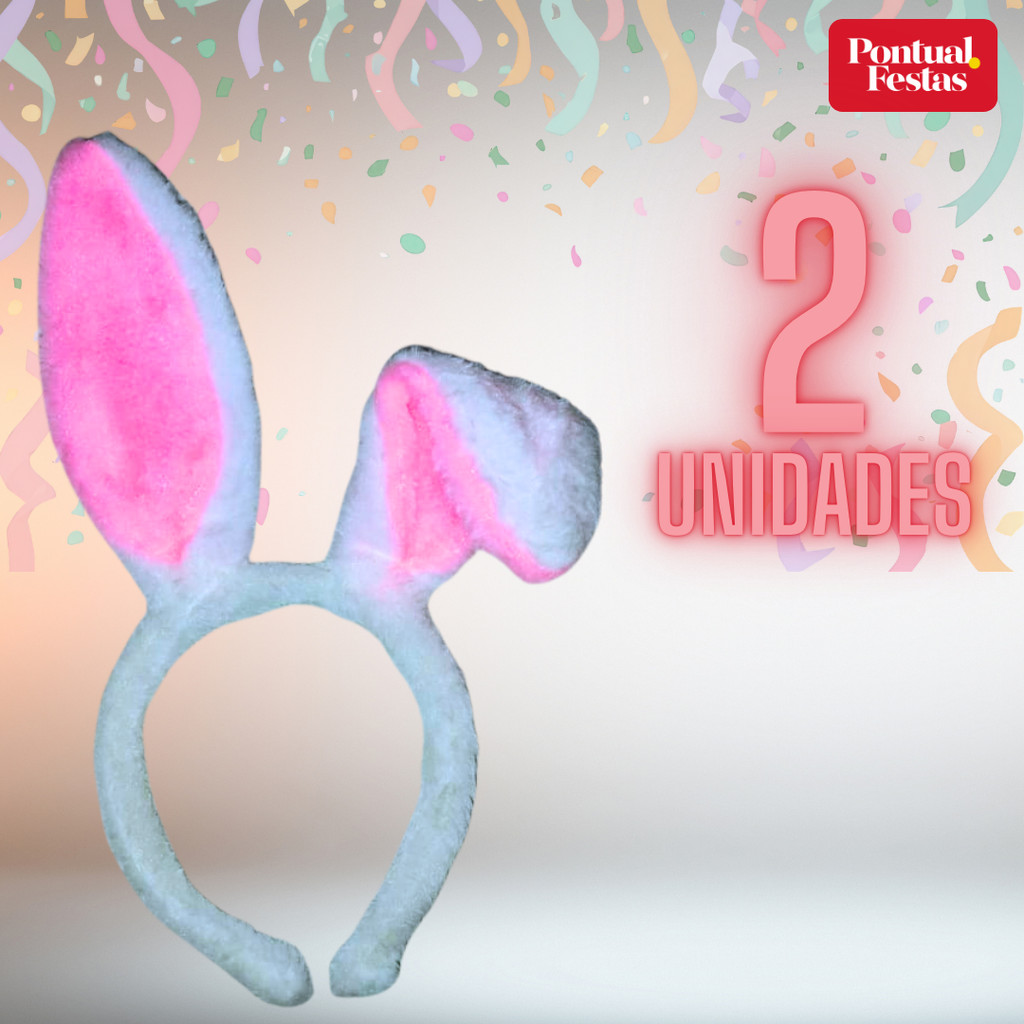 KIT 2 Tiaras de Coelho Branca e Rosa para Fantasia em Oferta na Shopee