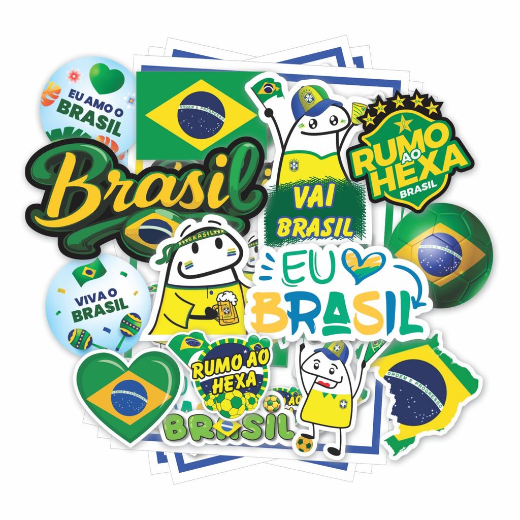 Adesivos Figurinha Copa Do Mundo 2026 Bandeira Brasil Rumo Hexa Sticker Para Garrafa Carro Moto Bike
