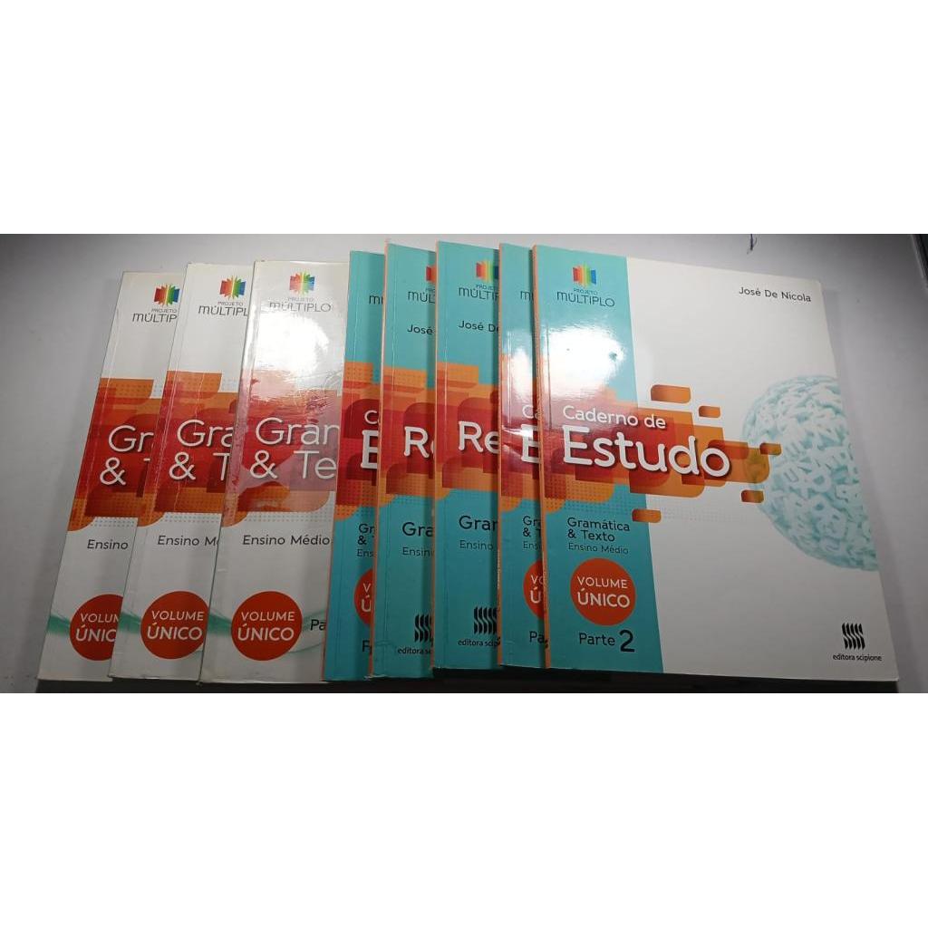 Combo 8 Volumes gramática e texto Ensino Médio Projeto Múltiplo 3 v. Únicos 3 caderno Estudo 2 Revisão