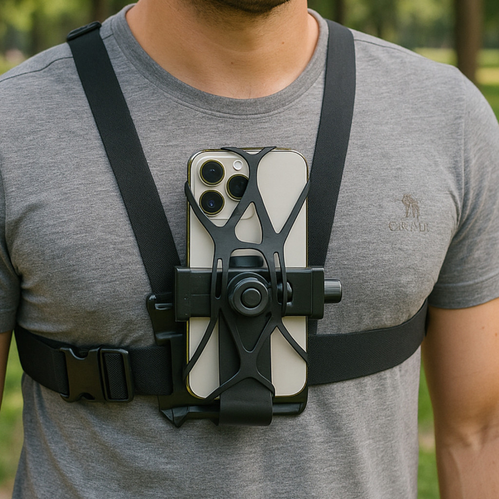 Suporte Peitoral Universal para Celular e GoPro Ajustável 360° Leve e Confortáve