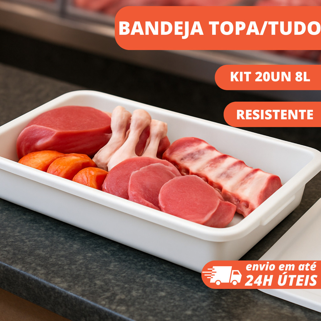 Kit C/30 Bandejas Topa Tudo Branca 8l Atacado Santana