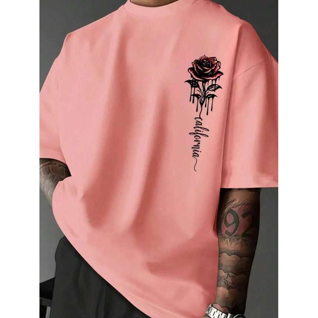 Camisa rosa california lançamento estampada 100% algodão