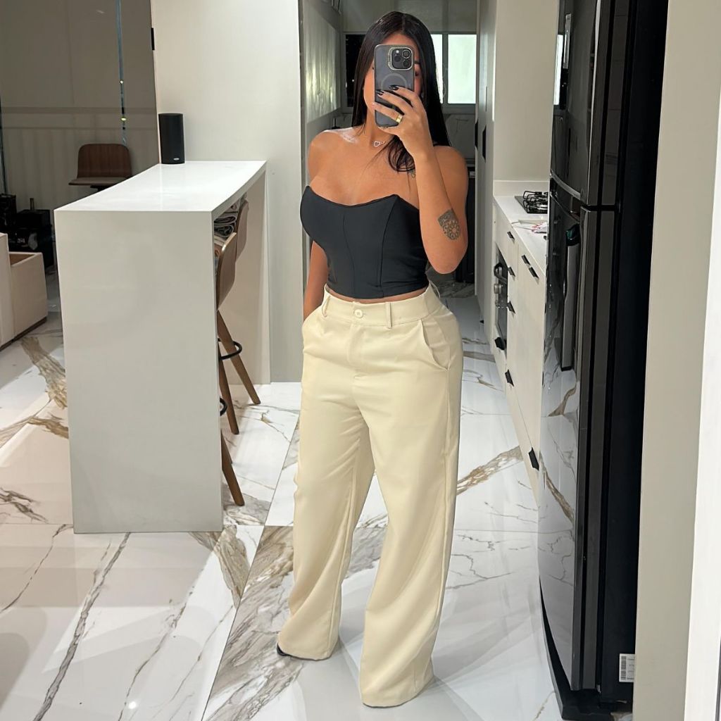 Calça Alfaiataria Pantalona Premium Com Bolso PROMOÇÃO em Oferta na Shopee