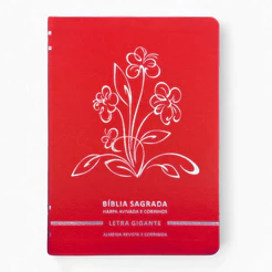Bíblia Sagrada | Letra Gigante | ARC | C/ Harpa e Corinhos | Capa Premium Luxo Flores Vermelha