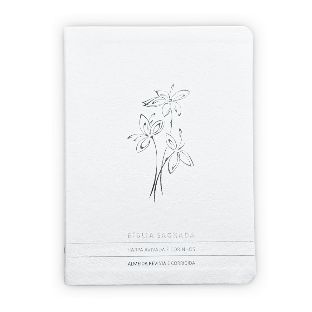 Bíblia Slim | Letra Normal | ARC | C/ Harpa e Corinhos | Capa Premium Luxo Flores Branca