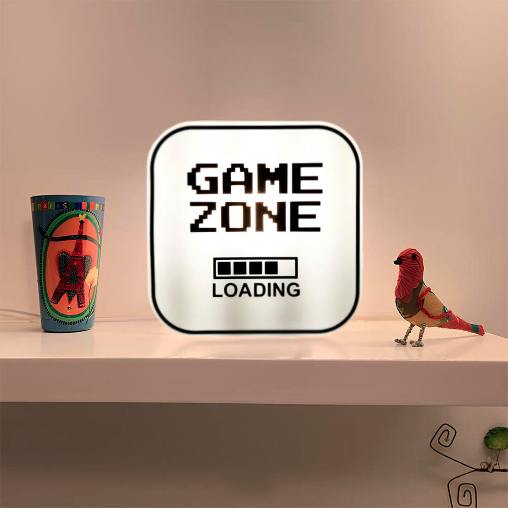 Luminária Box Game Zone LED USB Bivolt Luz Decorativa Gamer Quarto e Escritório