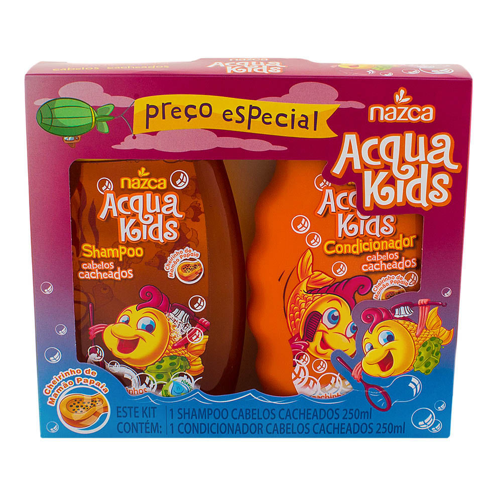 Shampoo + Condicionador Infantil Acqua Kids Cabelos Cacheados com 250ml Cada Preço Especial