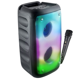 Caixa De Som Bluetooth Potente Com Microfone Profissional Led Rgb Interativo Conexão Usb Tf Entrada P10 em Oferta na Shopee