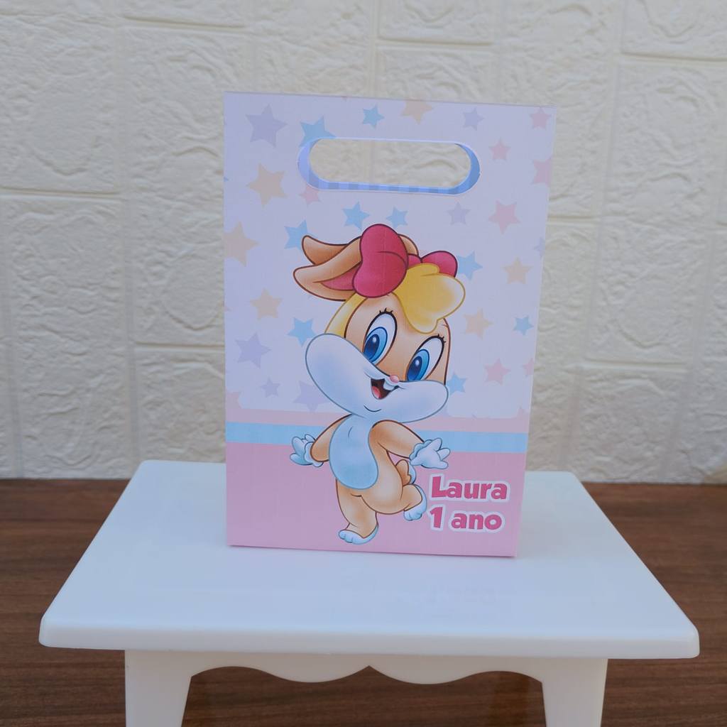PEGUE E MONTE FESTA ANIVERSARIO Lembrancinha Sacolinha PP Personalizada Boca de Palhaço LOLA BABY LOONEY TUNES