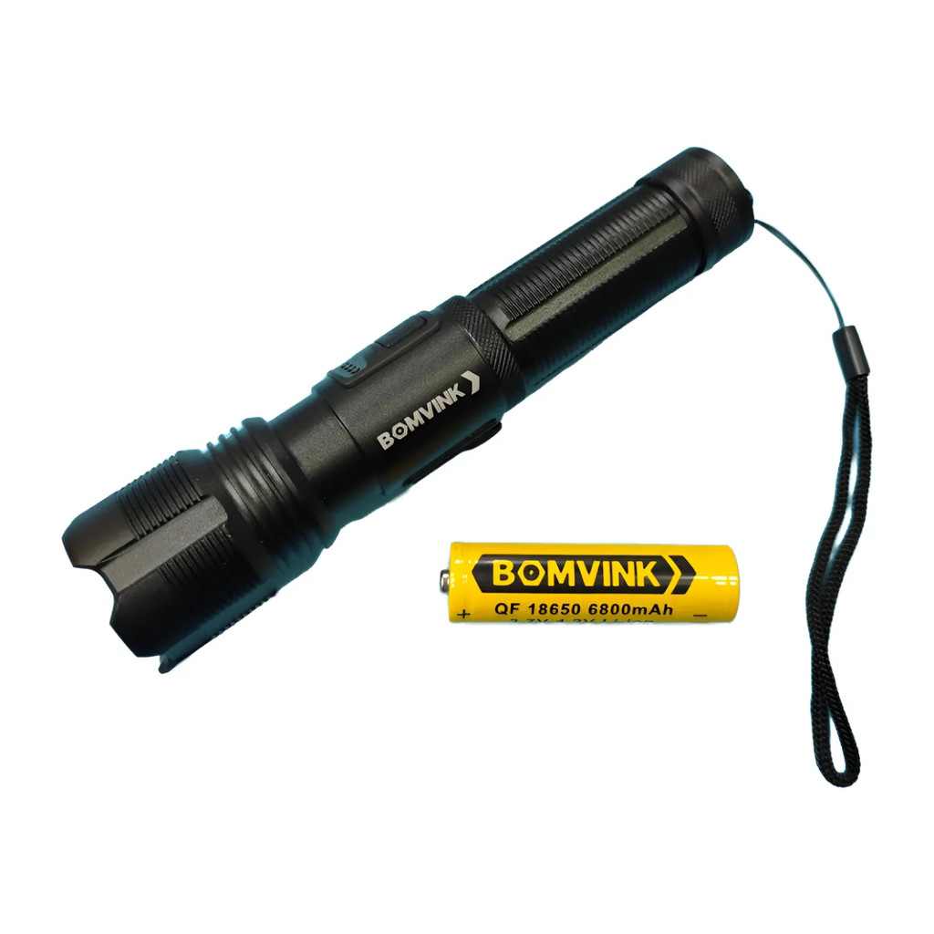 Lanterna BOMVINK Com Foco De Longo Alcance, 1500 Lumens Zoom Recarregável Para Uso Externo