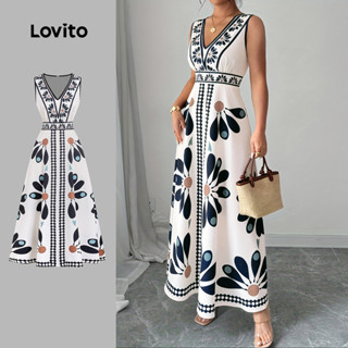 Lovito  Padrão de Vestido Boho com Zíper Vestido Primavera/verão para Mulheres LBL32024 em Oferta na Shopee