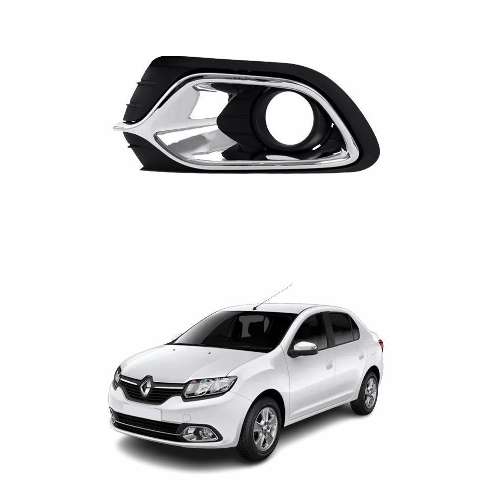 Grade Parachoque Renault Logan 2014 até 2019 Com Furo Com Friso Cromado Lado Esquerdo Motorista