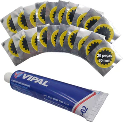 20 Remendos Tipo Estrela 30mm Bike, Moto Vipal Original + 1 Cola Vipal Reparo Fácil