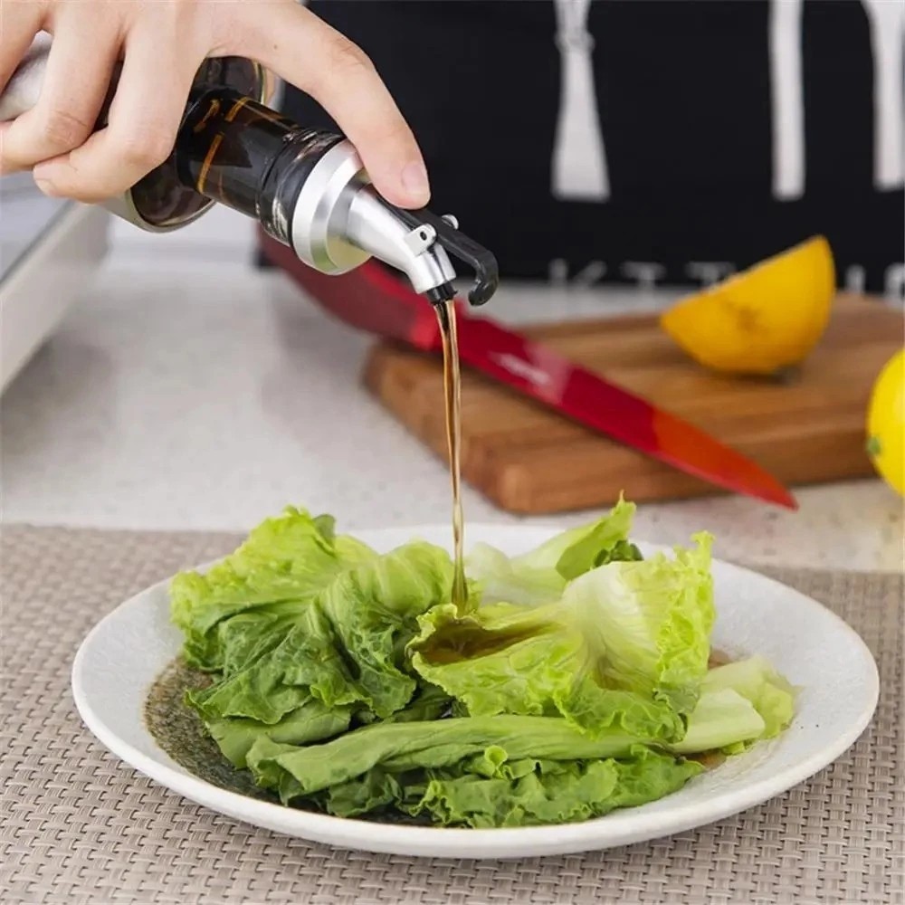 Galheteiro Azeite Vinagre Óleo Vidro Inox Dosador Pote Vasilha Garrafa Tempera Salada Dispenser