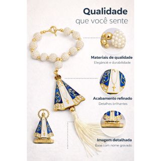 kit Para Carro Lindo De Nossa Senhora Aparecida Terço Dezena De Retrovisor Mais Enfeite De Painel em Oferta na Shopee