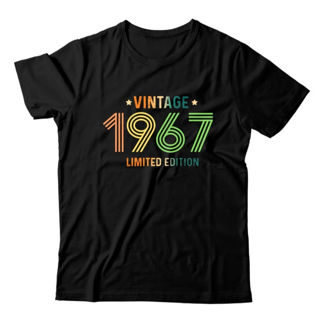 Camiseta Camisa Algodão T-shirt Camisa Camiseta Feminina Masculina Preta Algodão Básica Casual Frase Vintage 1967 Estamp
