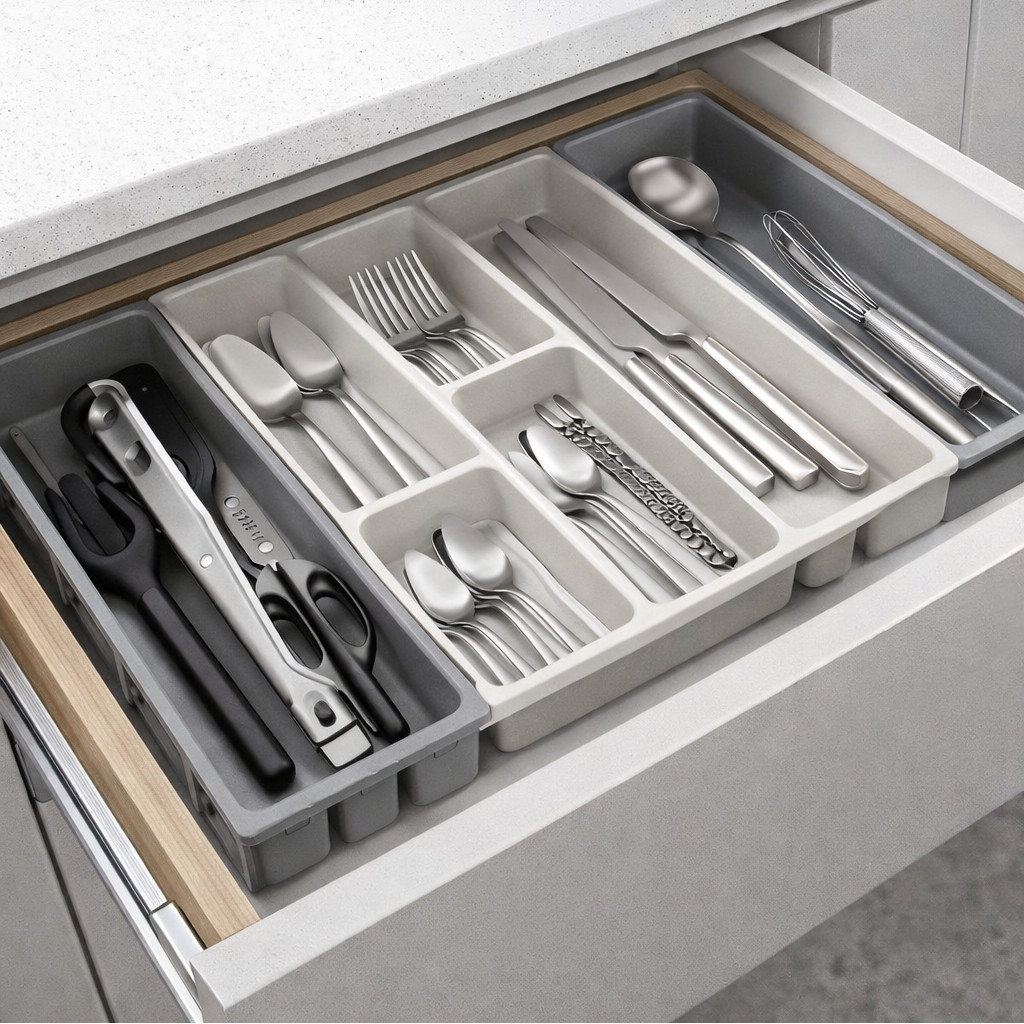 Organizador de Gaveta Modular Ajustável 7 Peças para Talheres em Plástico