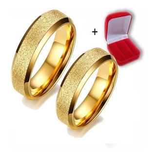 Par de anéis  alianças jateado folheado a ouro  18k 6 mm