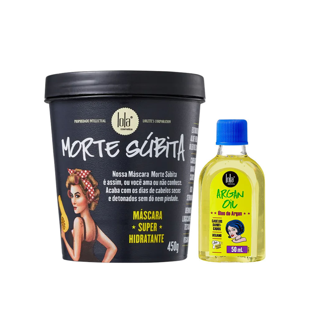 Kit Lola Cosmetics Máscara Morte Súbita 450g + Óleo Argan 50ml em Oferta na Shopee