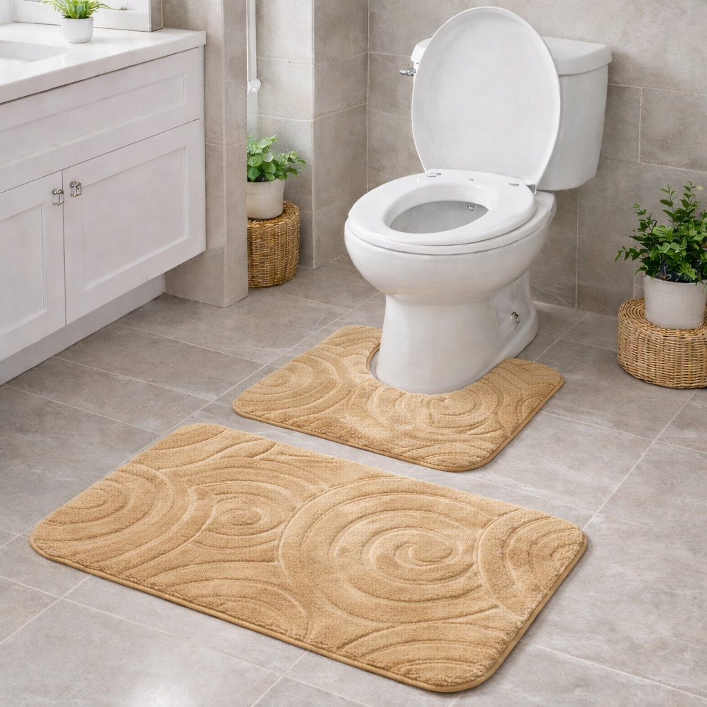 Jogo Tapete Banheiro 2 Peças Macio Antiderrapante Tapete para Vaso Sanitário + Piso Oferta  |3998|