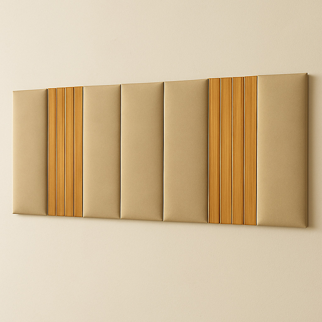 Kit 5 Cabeceira Estofada + 4  Ripado Modular Freijó - Cama Box Casal Padrão - Envio Rápido