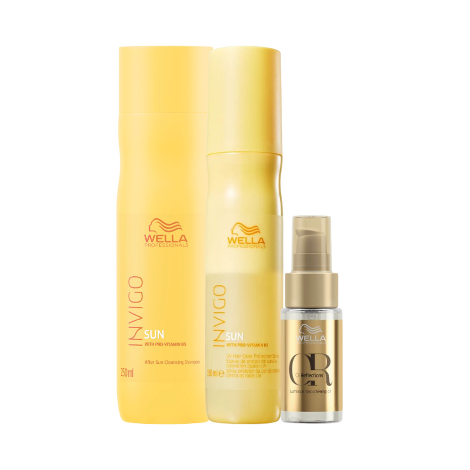 Kit Wella Sun Pós Sol Shampoo 250Ml + Spray 150Ml + Óleo Oil Reflections 30Ml