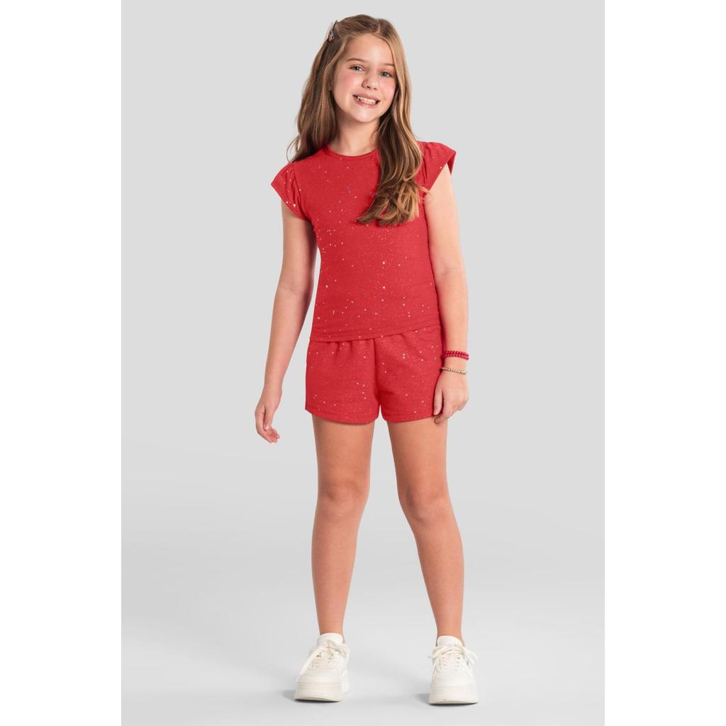 Blusa infantil menina em cotton com brilho Brandili