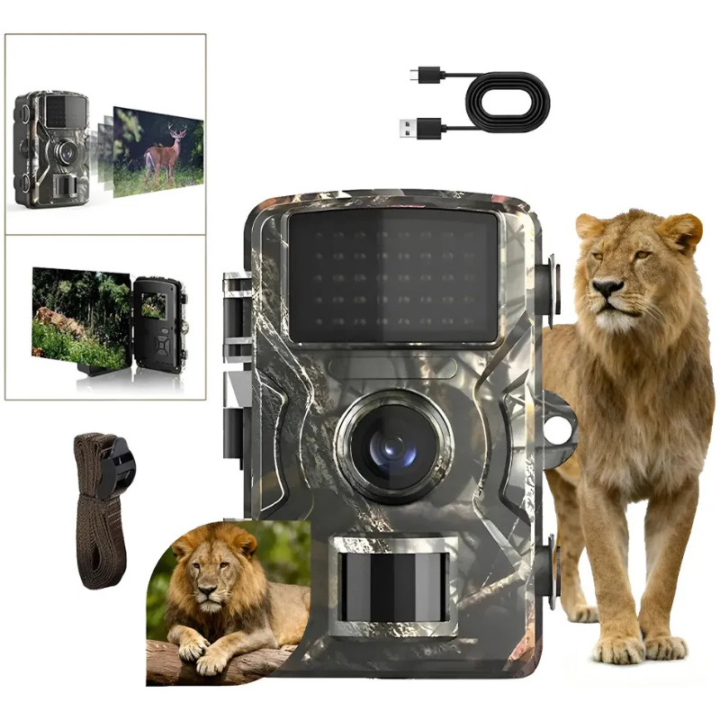 Câmera De Trilha Caça Com Visão Noturna 16mp Ip66 Camuflado Camuflagem Hd 1080p Video Recorder