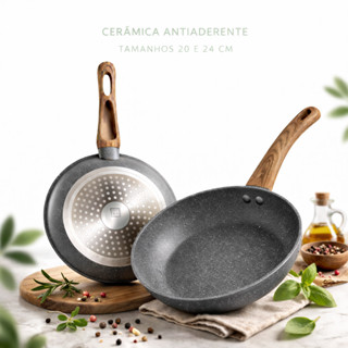 Frigideira Antiaderente Indução 20cm 24cm Fundo Triplo Nano Cerâmica em Oferta na Shopee