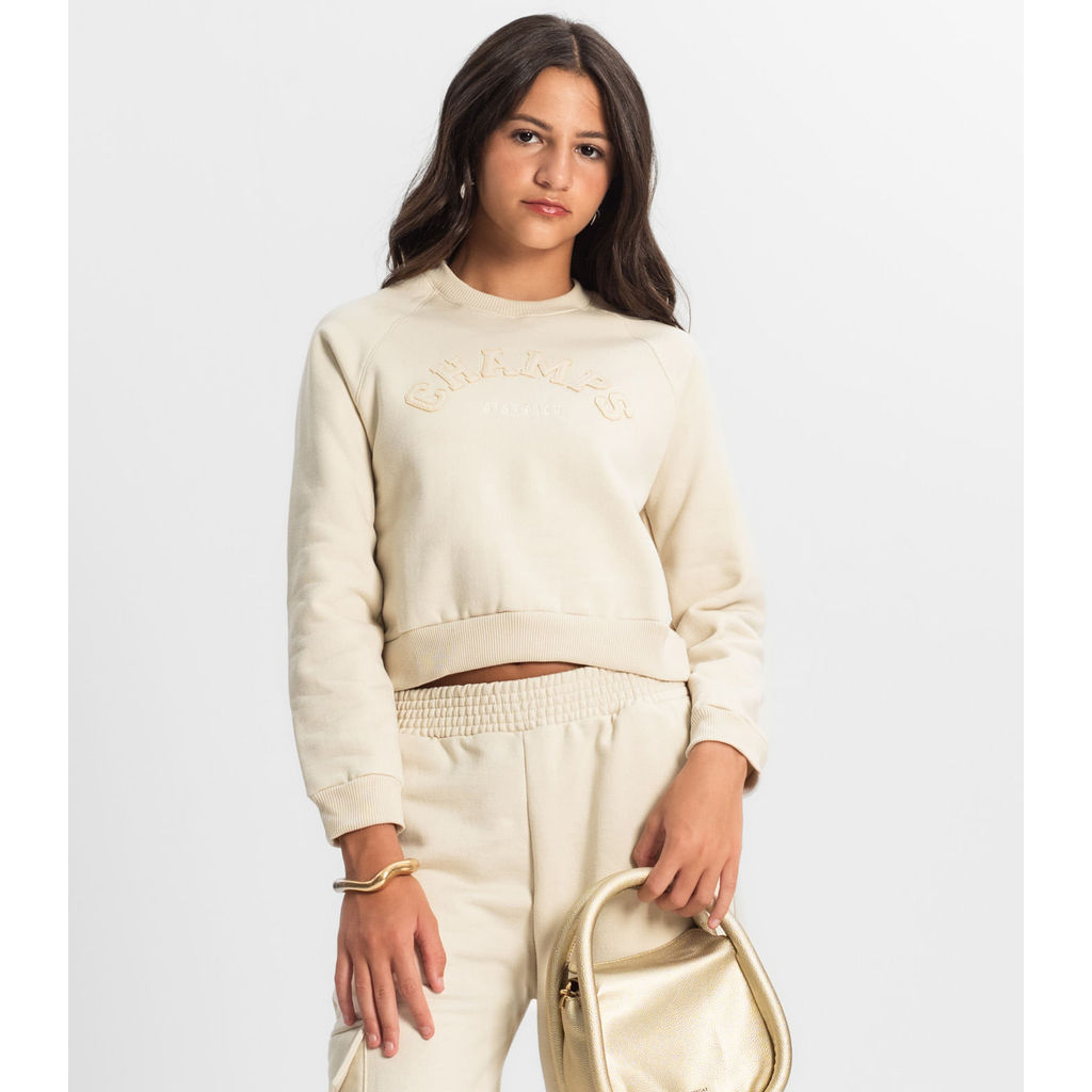 Moletom Juvenil Feminino Em Moletom Minty Bege em Oferta na Shopee