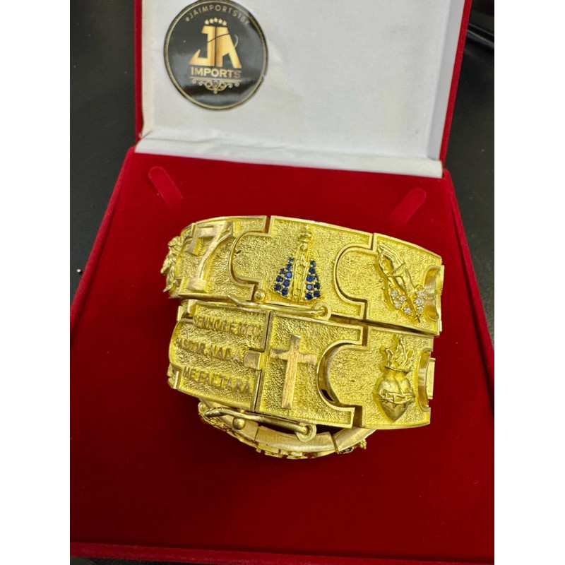 Bracelete nossa senhora aparecida 16mm cor de ouro 100% moeda antiga em Oferta na Shopee