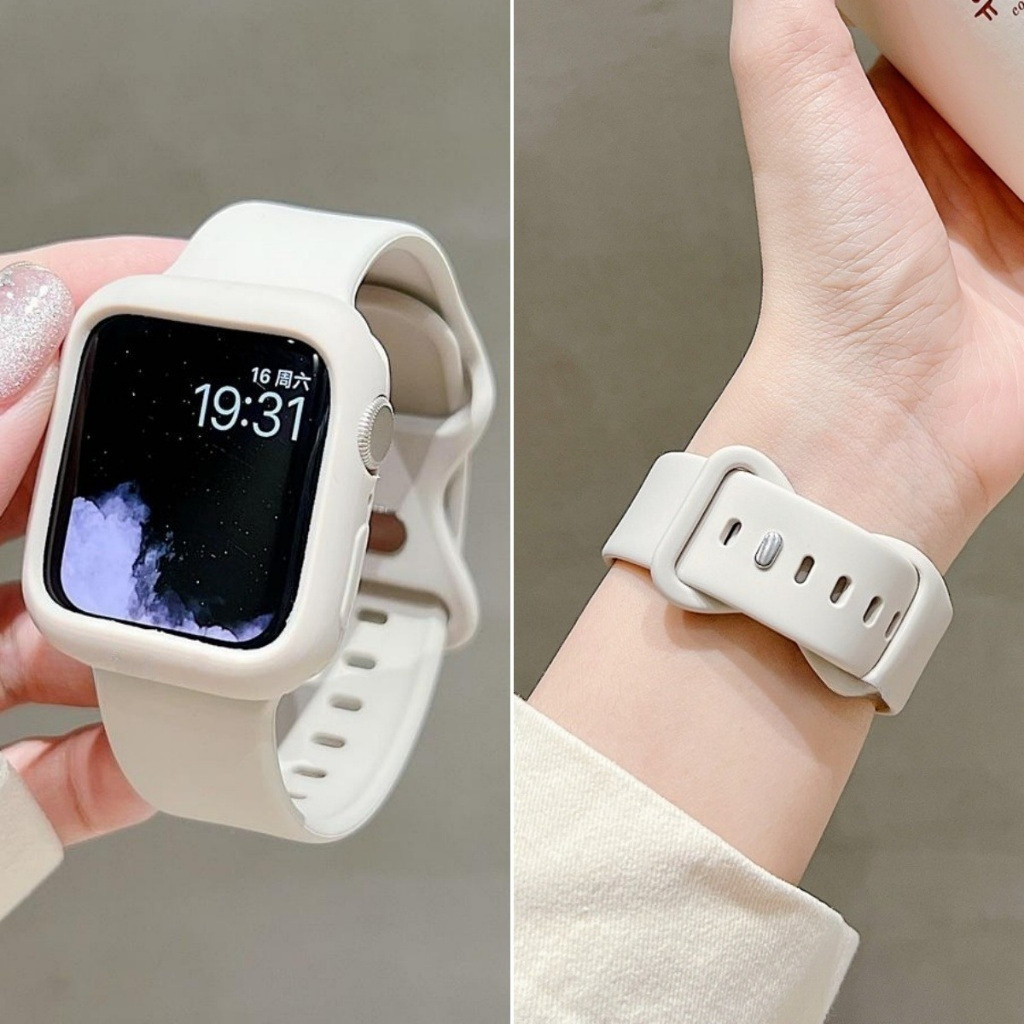 Pulseira De Silicone Macio Com Capa Para Apple Watch Series 11  10 9 8 7 6 5 4 Ultra 3 2 iWatch 46mm 42/44/45/40/41/49mm em Oferta na Shopee