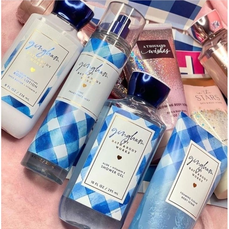 Bath & Body Works Gingham - Body Splash, Creme Hidratante Corporal e Gel de Banho BBW | Produtos Importados Original