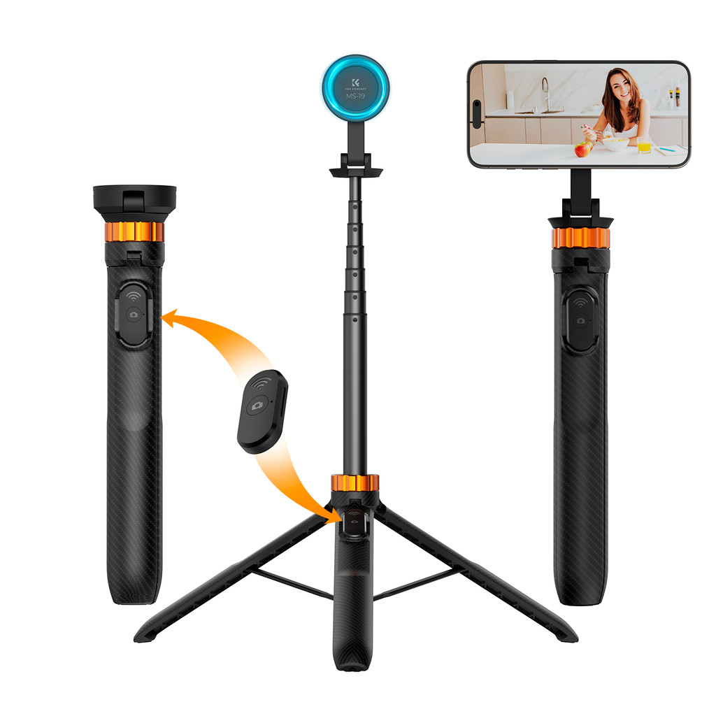 Tripé Magnético K&F p/ Smartphone GoPro e Bastão De Selfie