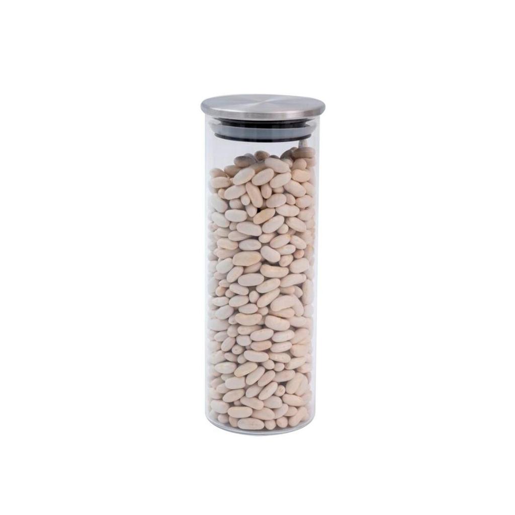 Pote 550ml de vidro com tampa de inox circular mantimento - OIkos