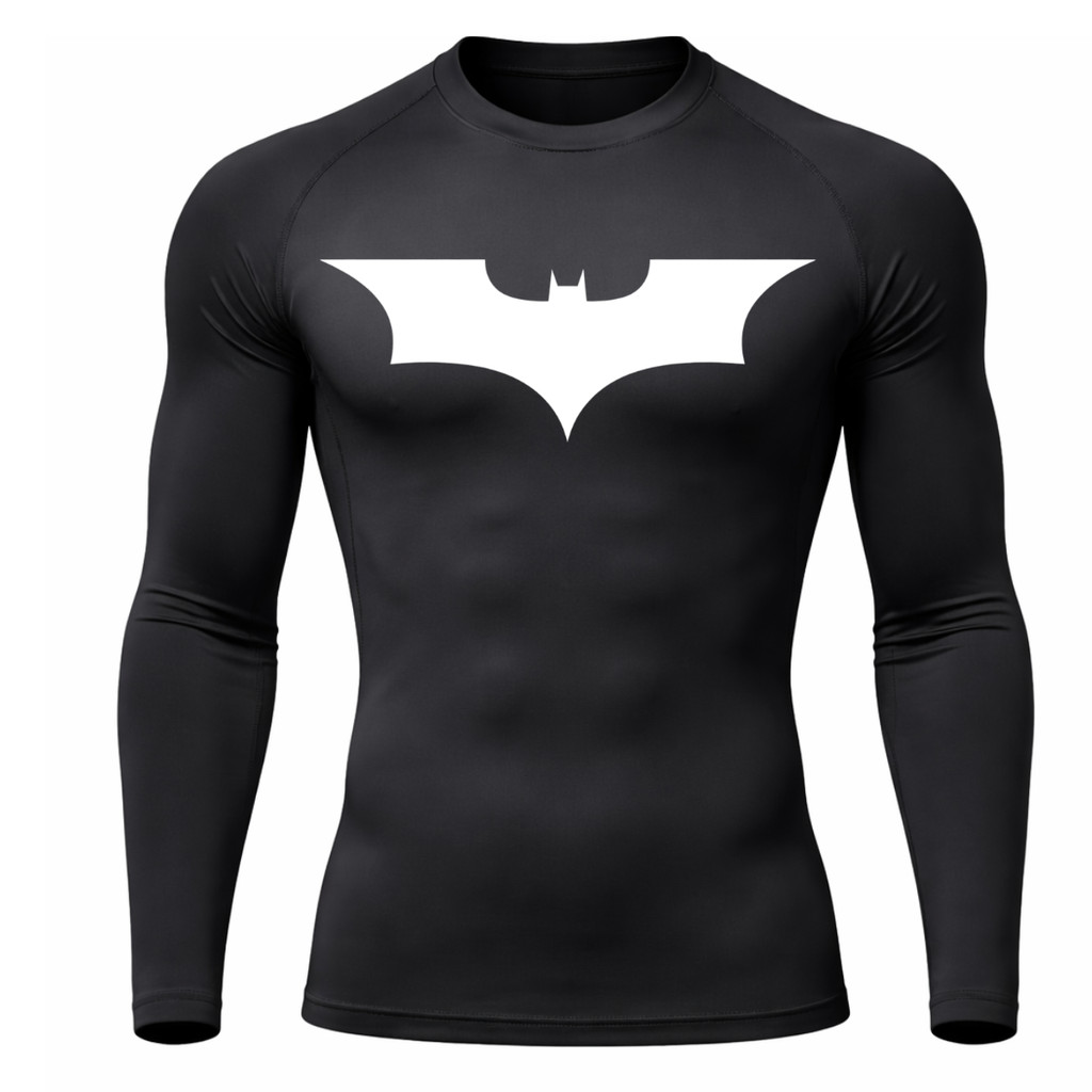 Camisa Batman Compressão Proteção Uv 50+ Estampada Tecido Gelado Segunda Pele Manga Longa