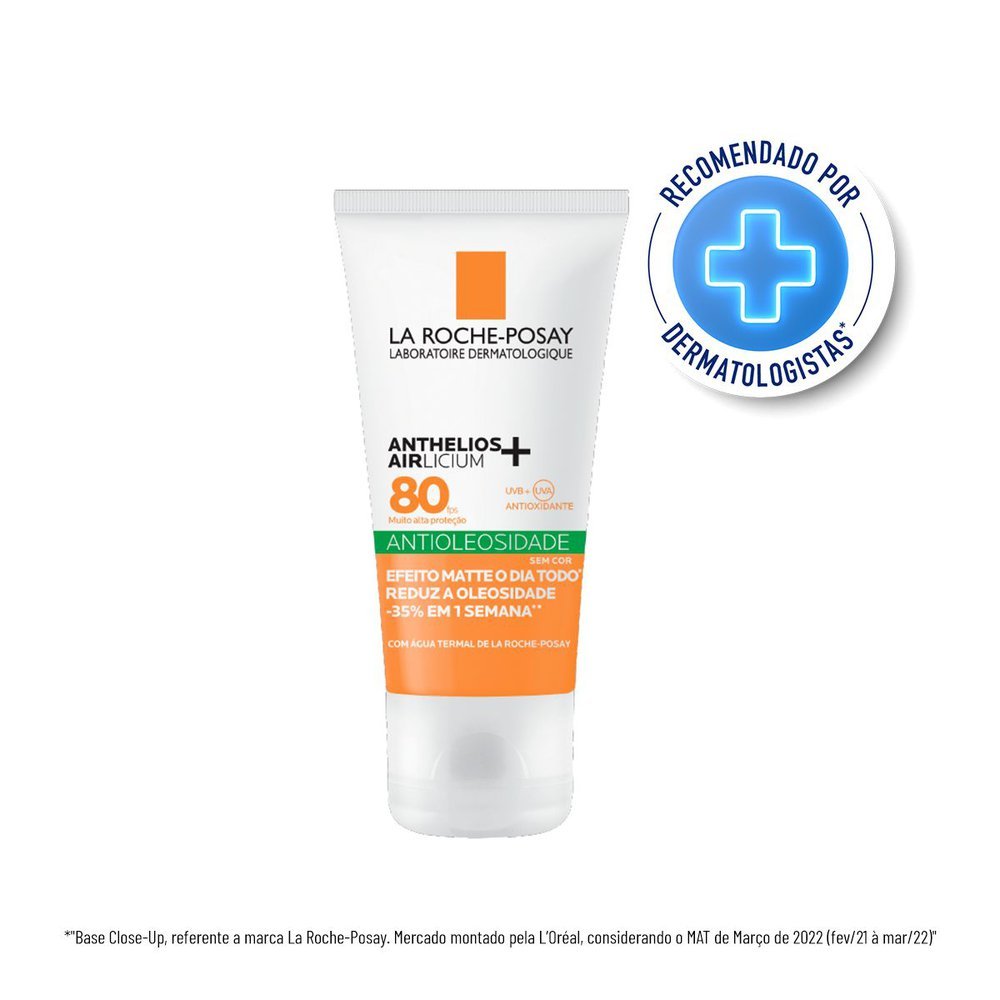 Protetor Solar Anthelios AIRlicium+ Antioleosidade FPS 80 Gel Creme Sem Cor 40g em Oferta na Shopee