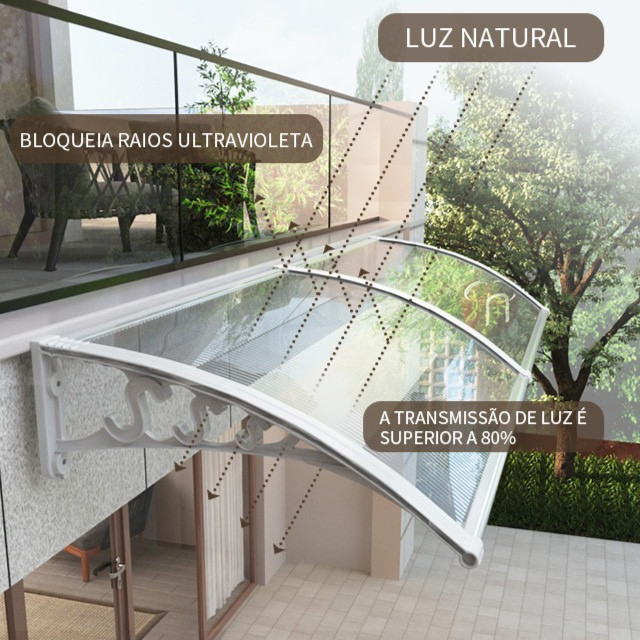 Toldo Modular Policarbonato Proteção Contra Sol e Chuva Branco em Oferta na Shopee