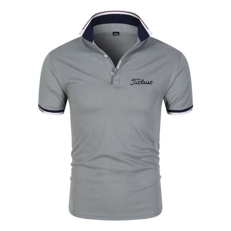 Camisa polo masculina de cor sólida M-XXXXL, camisa de golfe masculina de algodão, top esportivo estilo britânico E3SD
