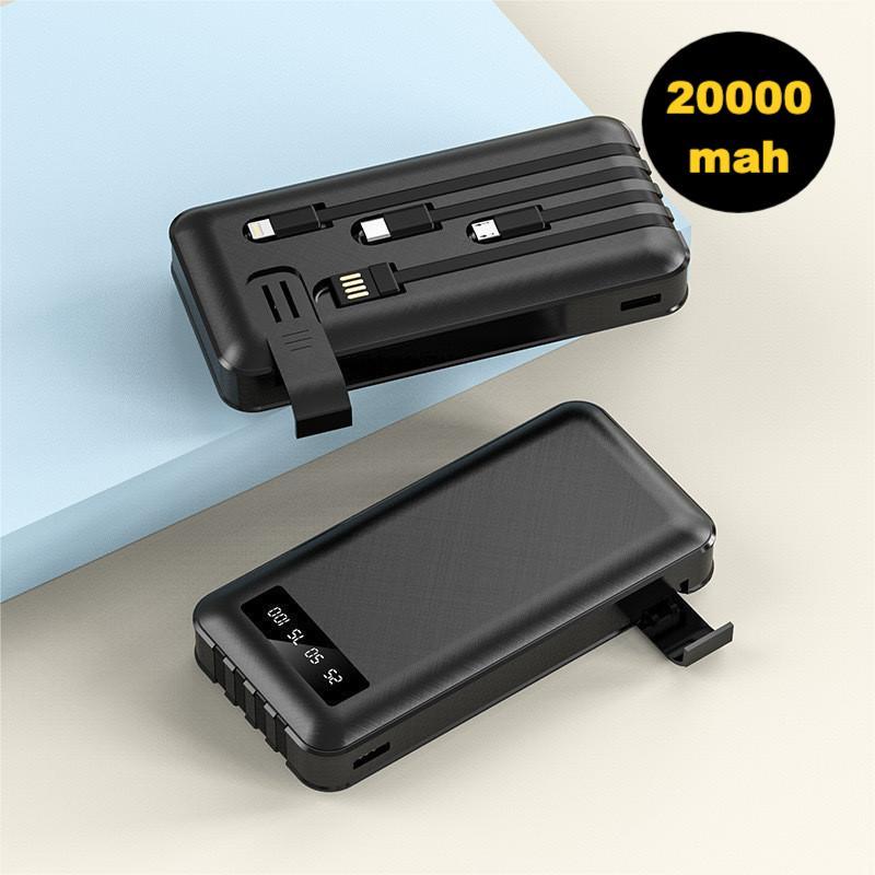 20000mah Carregador Power Bank Portátil  Universal Saida 4 em 1 Cabos , Universal para iPhone e Android em Oferta na Shopee