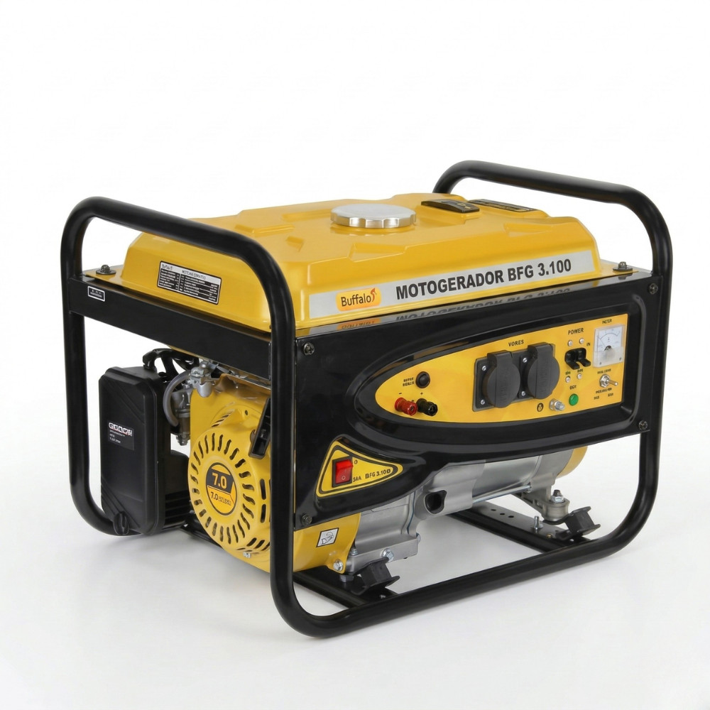 GERADOR À GASOLINA PARTIDA MANUAL 3,1 KVA 110/220V BFG3100 MONOFÁSICO BUFFALO