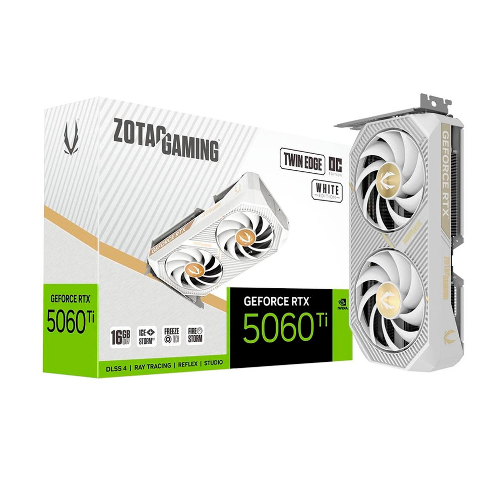 Placa de vídeo GeForce RTX 5060 Ti Twin Edge OC White Edition 16GB GDDR7 128Bits Zotac- ZT-B50620Q-10M