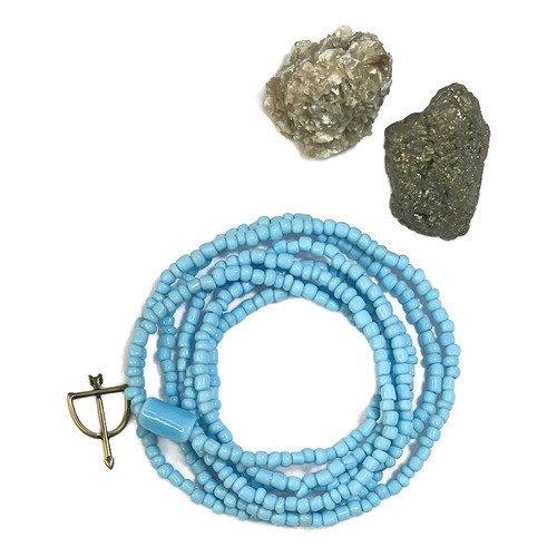 Colar Guia De Oxóssi Orixá Com Pingente Umbanda/candomblé Azul-celeste