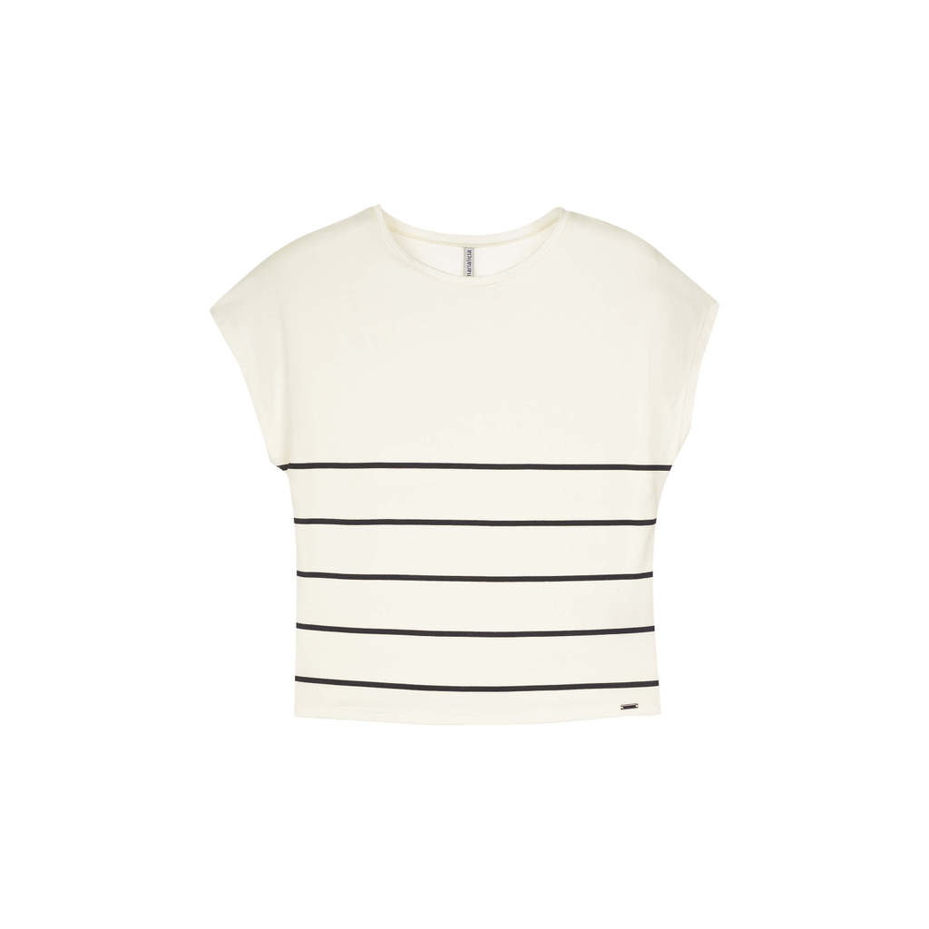 Blusa Feminina Regular Listras Marialícia Bege