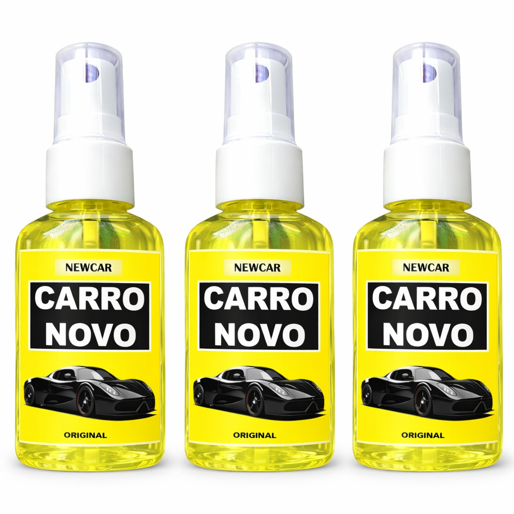 Kit 3 Aromatizantes Automotivos NEWCAR Spray Cheiro de Carro Novo Essência Concentrada Prolongado