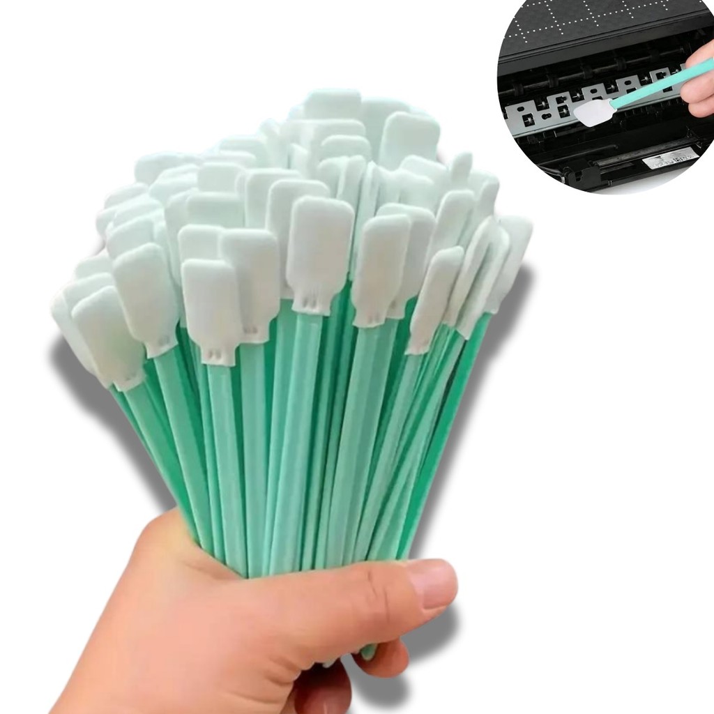 Kit 50 Cotonete De Limpeza Plotter Roland Epson Impressora Eletrônico Espuma Alta Absorção