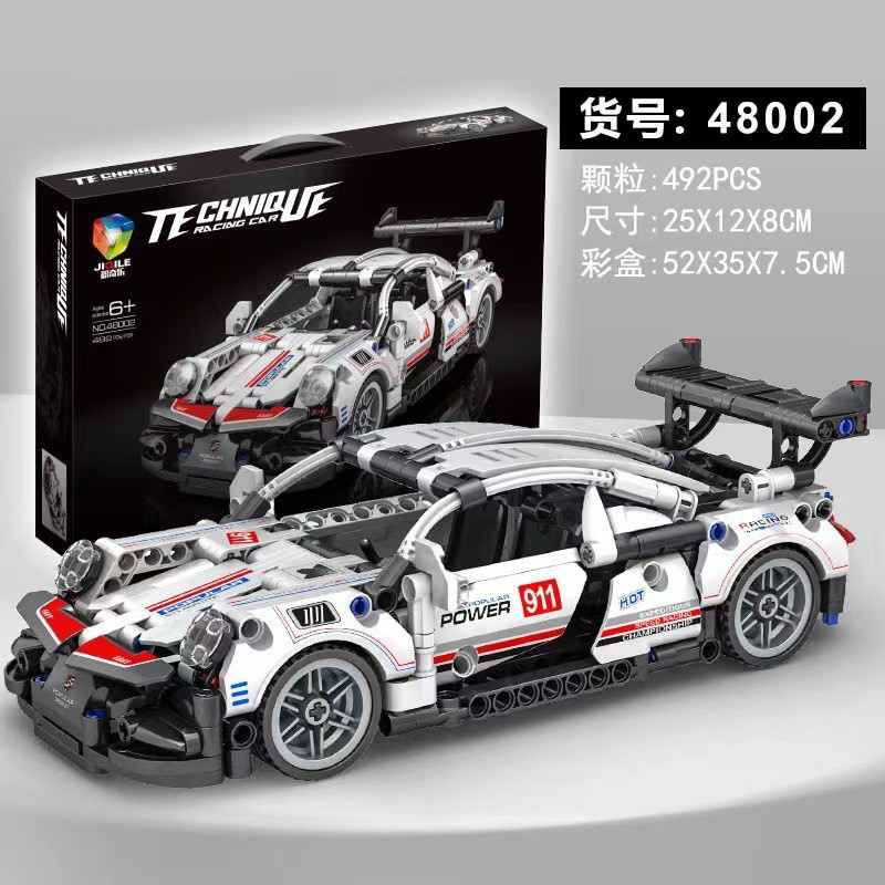 Lego blocos de construção puxar para trás corrida 911 conjunto mecânico série blocos construção crianças montagem carro